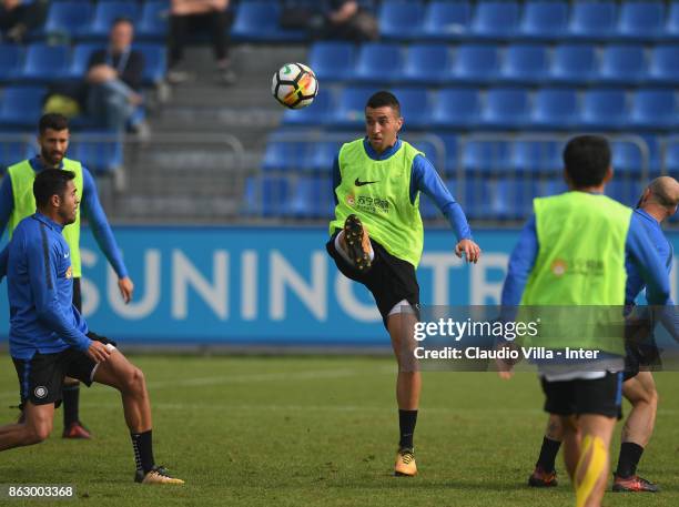 Matias Vecino of FC Internazionale in action during the training session at Suning Training Center at Appiano Gentile on October 19, 2017 in Como,...