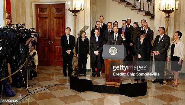 President Barack Obama and members of his auto task force, including Treasury Secretary Timothy Geithner , National Economic Council Chair Lawrence...