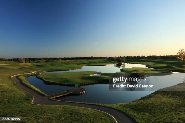 Polarising filter used on the camera in this image: A view from behind the green on the 469 yards par 4, 18th hole with the 404 yards par 4, 15th...