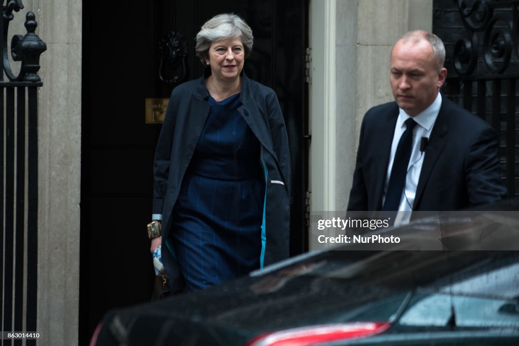 Theresa May Leaves Downing Street To Head To Brussels For Further Brexit Talks