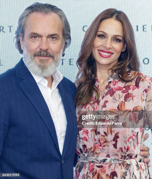 Model Eva Gonzalez and actor Jose Coronado attend the 'Algo que compartir' campaign presentation at Mr. Fox studio on October 19, 2017 in Madrid,...