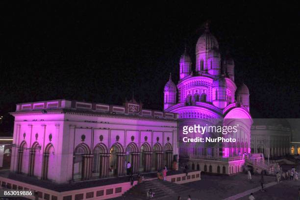The famous Dakshineswar Kali temple Lighiting decoration on the occasion for Kali Puja and Deepawali Festival on October 19,2017 in...