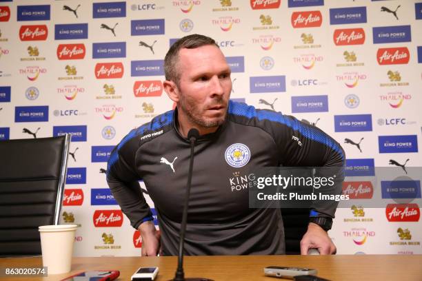 Caretaker manager Michael Appleton during the Leicester City press conference at King Power Stadium on October 19 , 2017 in Leicester, United Kingdom.