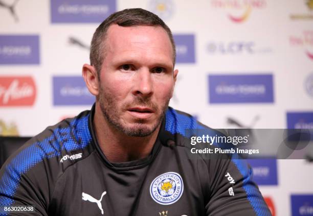 Caretaker manager Michael Appleton during the Leicester City press conference at King Power Stadium on October 19 , 2017 in Leicester, United Kingdom.