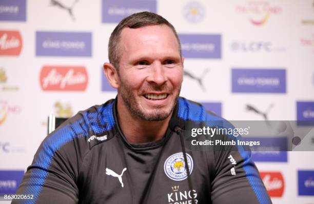 Caretaker manager Michael Appleton during the Leicester City press conference at King Power Stadium on October 19 , 2017 in Leicester, United Kingdom.