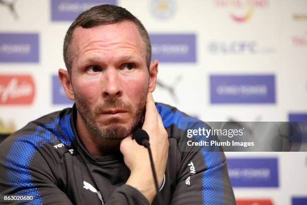 Caretaker manager Michael Appleton during the Leicester City press conference at King Power Stadium on October 19 , 2017 in Leicester, United Kingdom.