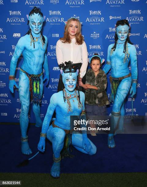 Jessica Marais and daughter Scout Edie Stewart arrive ahead of TORUK - The First Flight by Cirque du Soleil at Qudos Bank Arena on October 19, 2017...