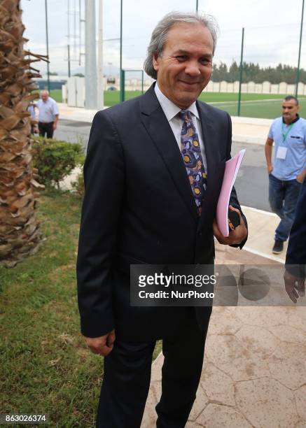 Algerian football legend Rabah Madjer, new national coach of Soccer, attends host a conference at the Sidi-Moussa National Technical Center in...