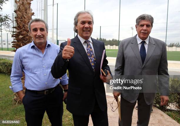 Algerian football legend Rabah Madjer, new national coach of Soccer, attends host a conference at the Sidi-Moussa National Technical Center in...