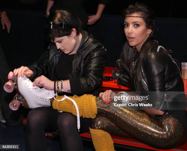 Kelly Osbourne and reality television personality Kim Kardashian attend a party launching Pepsi Throwback at World on Wheels on April 29, 2008 in Los...