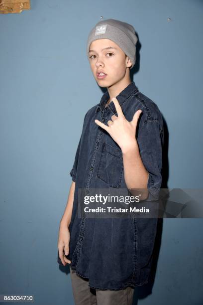 Teen star and singer Jacob Sartorius poses for pictures before his concert on October 19, 2017 in Berlin, Germany.