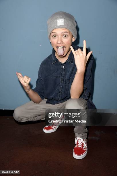 Teen star and singer Jacob Sartorius poses for pictures before his concert on October 19, 2017 in Berlin, Germany.