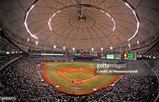 General view as the Tampa Bay Rays play the season opener against the New York Yankees on April 13, 2009 at Tropicana Field in St. Petersburg,...