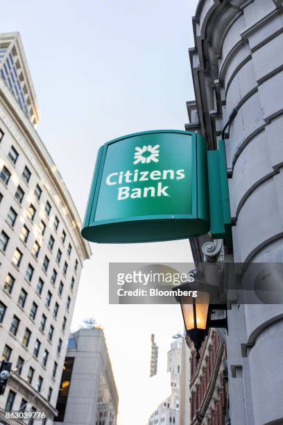 Signage is displayed outside a Citizens Financial Group Inc. Bank branch in downtown Boston, Massachusetts, U.S., on Tuesday, Oct. 10, 2017. Citizens...