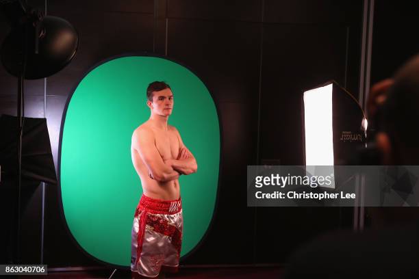 Willy "Braveheart" Hutchinson has a photoshoot during the Hayemaker Ringstar Fight Night Weigh In at the Park Plaza Westminster on October 19, 2017...
