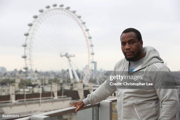 Ian "Lay em out" Lewison poses for the camera during the Hayemaker Ringstar Fight Night Weigh In at Park Plaza Westminster Bridge London on October...