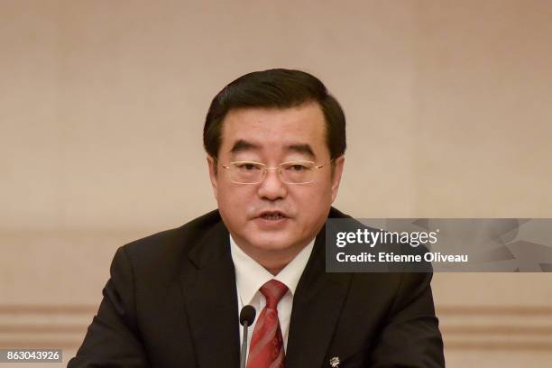 Secretary of the Heilongjiang CPC Provincial Committee Zhang Qingwei attends a meeting of the 19th Communist Party Congress at the Great Hall of the...