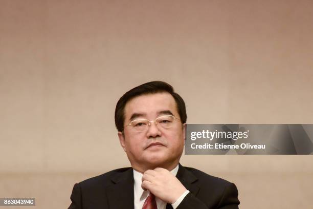 Secretary of the Heilongjiang CPC Provincial Committee Zhang Qingwei attends a meeting of the 19th Communist Party Congress at the Great Hall of the...