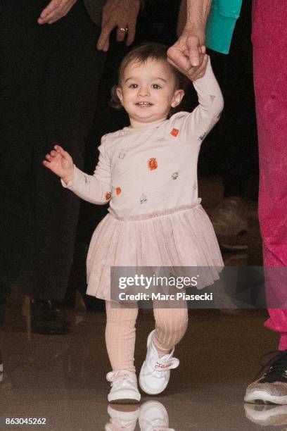 Gracie Jane Wood is seen leaving the 'Four Seasons George V' hotel ahead the first Rolling Stones concert at U Arena on October 19, 2017 in Paris,...