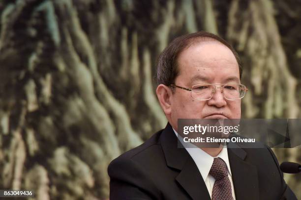 Secretary of the Jiangxi CPC Provincial Committee Lu Xinshe attends a meeting of the 19th Communist Party Congress at the Great Hall of the People on...