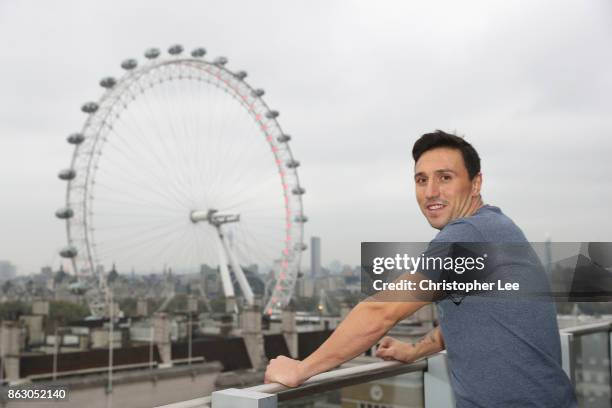 Jonathan Castano poses for the camera during the Hayemaker Ringstar Fight Night Weigh In at the Park Plaza Westminster Bridge London on October 19,...