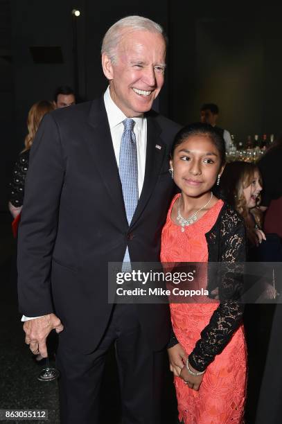 Vice President Joe Biden and Save the Children beneficiary Nicole attend the 5th Annual Save the Children Illumination Gala at the American Museum of...