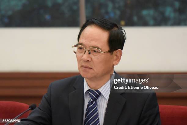 Deputy Secretary of CPC Hebei Provincial Committee Fu Zhifang attends a meeting of the 19th Communist Party Congress at the Great Hall of the People...