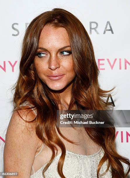 Actress Lindsay Lohan arrives at the launch of Sevin Nyne By Lindsay Lohan held at Sephora on April 30, 2009 in Santa Monica, California.