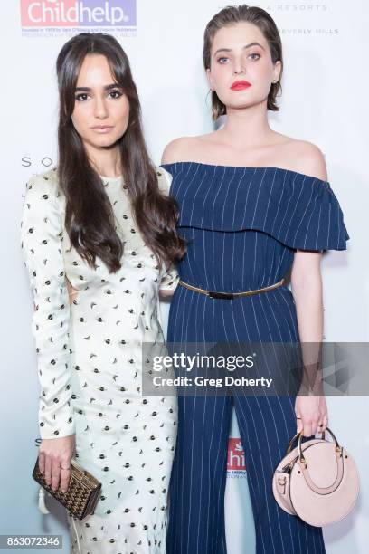 Actresses Alicia Sanz and Madeline Blake arrive for the Childhelp Hosts An Evening Celebrating Hollywood Heroes at Riviera 31 on October 18, 2017 in...