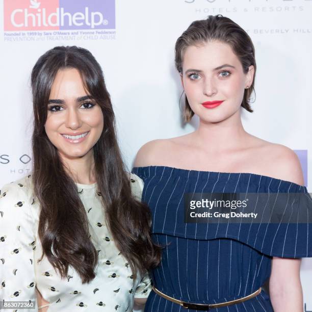 Actresses Alicia Sanz and Madeline Blake arrive for the Childhelp Hosts An Evening Celebrating Hollywood Heroes at Riviera 31 on October 18, 2017 in...