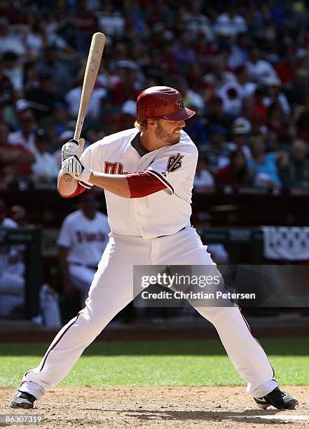 Mark Reynolds of the Arizona Diamondbacks bats against the Chicago Cubs during the game at Chase Field on April 29, 2009 in Phoenix, Arizona. The...