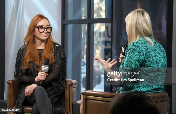 Singer/songwriter Tori Amos and moderator Laura Heywood attend Build to discuss her album "Native Invader" and world tour at Build Studio on October...