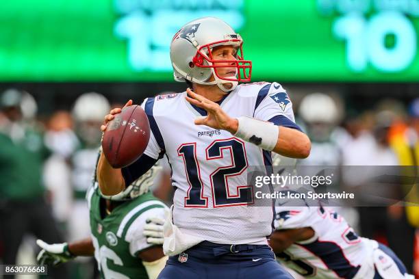 New England Patriots quarterback Tom Brady back to pass during the National Football League game between the New York Jets and the New England...