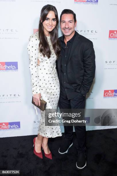 Actress Alicia Sanz and President and CEO of the Krim Group, Todd Krim arrive for the Childhelp Hosts An Evening Celebrating Hollywood Heroes at...