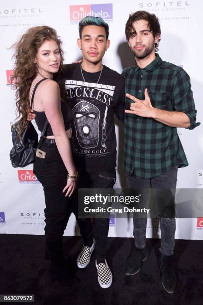 Dytto, Roshon Fegan and Max Ehrich arrive for the Childhelp Hosts An Evening Celebrating Hollywood Heroes at Riviera 31 on October 18, 2017 in...