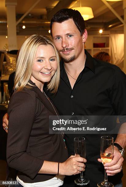 Actress Beverley Mitchell and husband Michael Cameron attend Tracy Hutson's "Feathering the Nest" book party at Calypso Home on April 30, 2009 in...