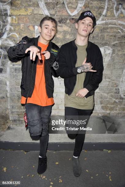 Teen stars and singer Leondre Devries and Charlie Lenehan of the duo 'Bars & Melody' during their visit at JAM FM Radio Station on October 19, 2017...