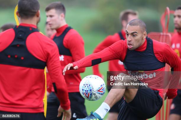 James Vaughn during a Sunderland AFC training session at The Academy of Light on October 19, 2017 in Sunderland, England.