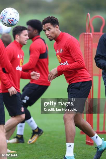 Brendan Galloway during a Sunderland AFC training session at The Academy of Light on October 19, 2017 in Sunderland, England.