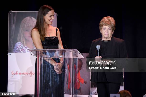 Actress and Save the Children Trustee Jennifer Garner and Hurricane Harvey Save the Children Beneficiary Joann Davis speak onstage during the 5th...