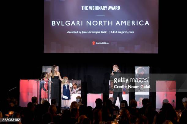 Save the Children beneficiary Nicole, actress and Save the Children Trustee Jennifer Garner, and Save the Children beneficiary Anna Marie present the...