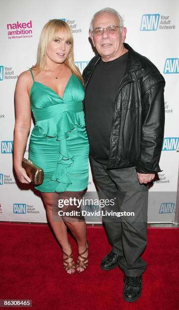 Adult film actress Flower Tucci and TV personality Stevie Glasser attend the premiere of the documentary "Naked Ambition: An R Rated Look at an X...