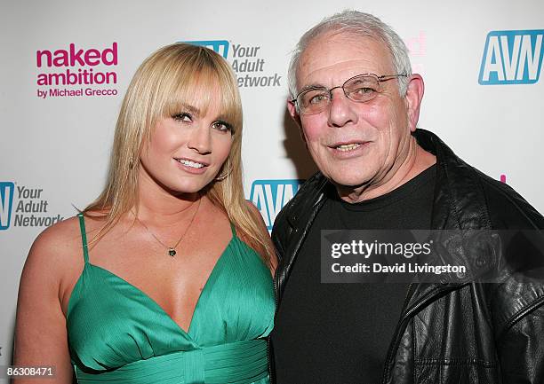 Adult film actress Flower Tucci and TV personality Stevie Glasser attend the premiere of the documentary "Naked Ambition: An R Rated Look at an X...