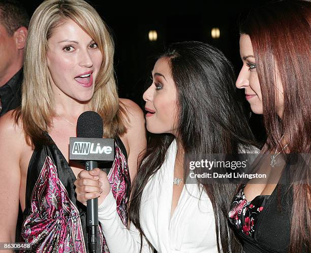 Adult film actresses Samantha Ryan, Michelle Maylene and Ann Marie Rios attend the premiere of the documentary "Naked Ambition: An R Rated Look at an...