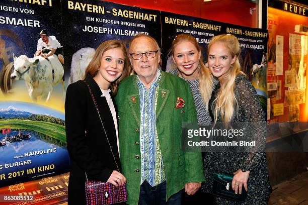 Josefina Vilsmaier, Joseph Vilsmaier, Janina Vilsmaier and Theresa Vilsmaier attend the 'Bayern - sagenhaft' Premiere at Filmtheater Sendlinger Tor...