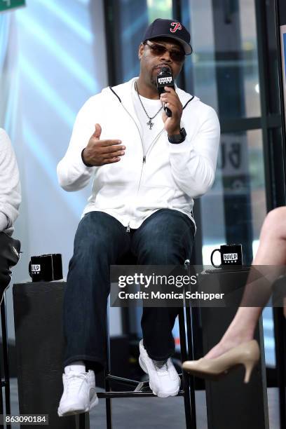 Singer Nathan Morris of Boyz II Men discusses their album "Under the Streetlight" at Build Studio on October 19, 2017 in New York City.