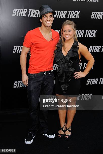 Olympic gymnast Shawn Johnson,with her Dancing with the Stars season 8 partner Mark Ballas Jr arrive at the Premiere Of Paramount's "Star Trek" on...