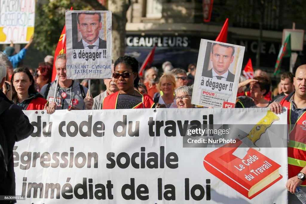 Demonstration in Paris against the French president's labour law reforms