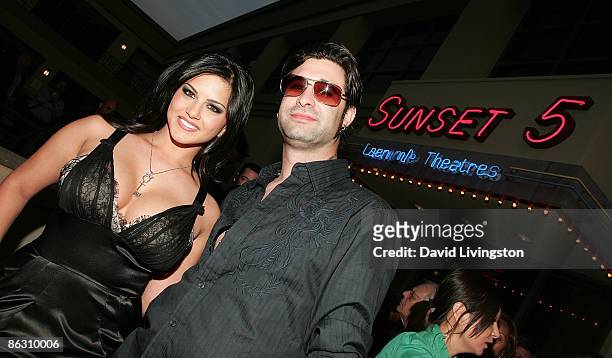 Adult film actress Sunny Leone and guest attend the premiere of the documentary "Naked Ambition: An R Rated Look at an X Rated Industry" at Laemmle's...