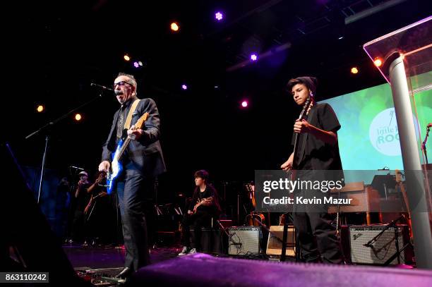 Elvis Costello performs onstage during the Little Kids Rock Benefit 2017 at PlayStation Theater on October 18, 2017 in New York City.